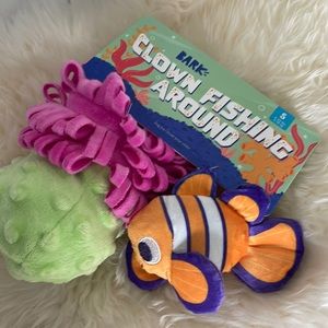 BARK Clown Fishing Around “Nemo” multi-part dog toy small dog 0-20 lbs.
